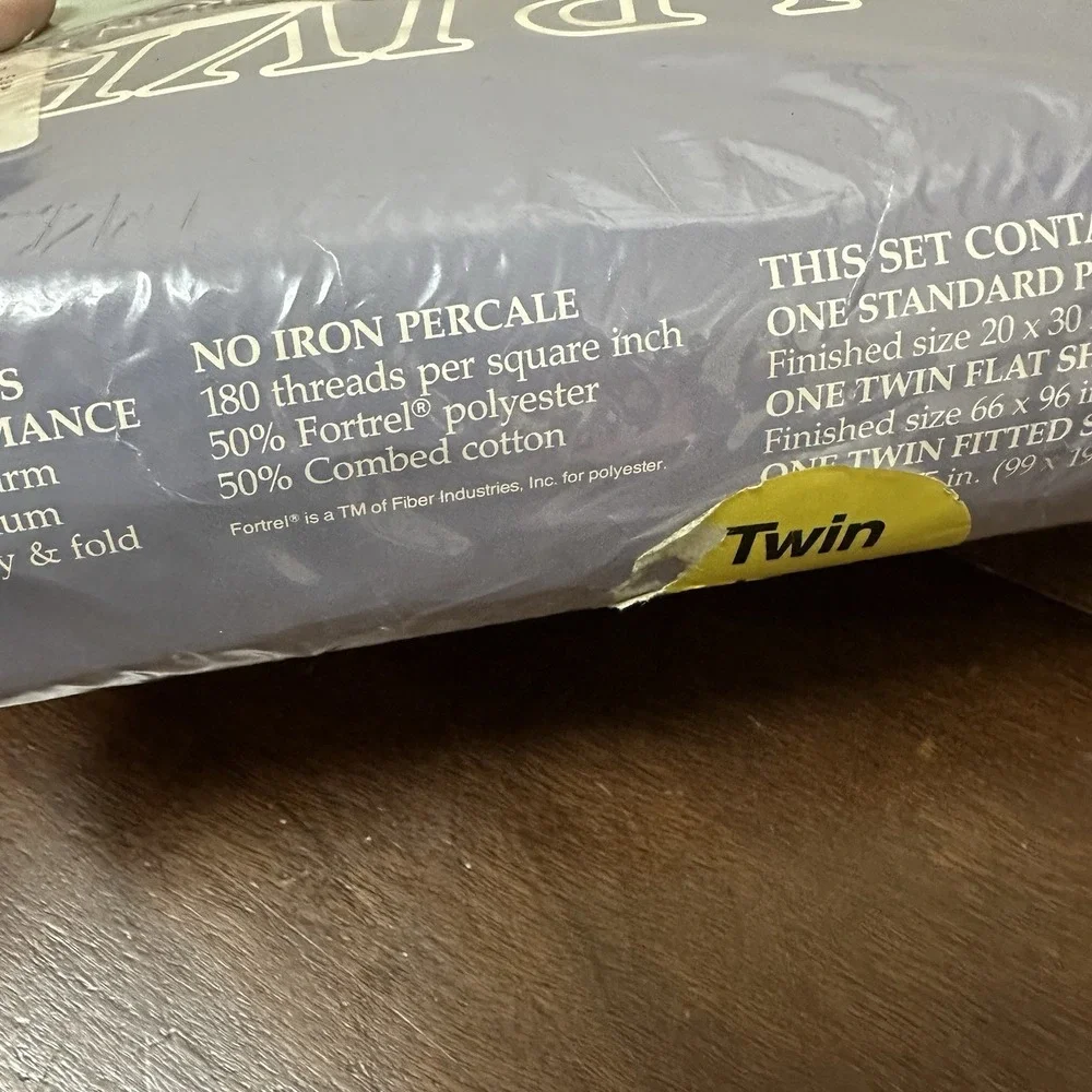 Vintage Dan River Twin 3 Pc Sheet Set No iron Percale Green Made in USA NOS NEW